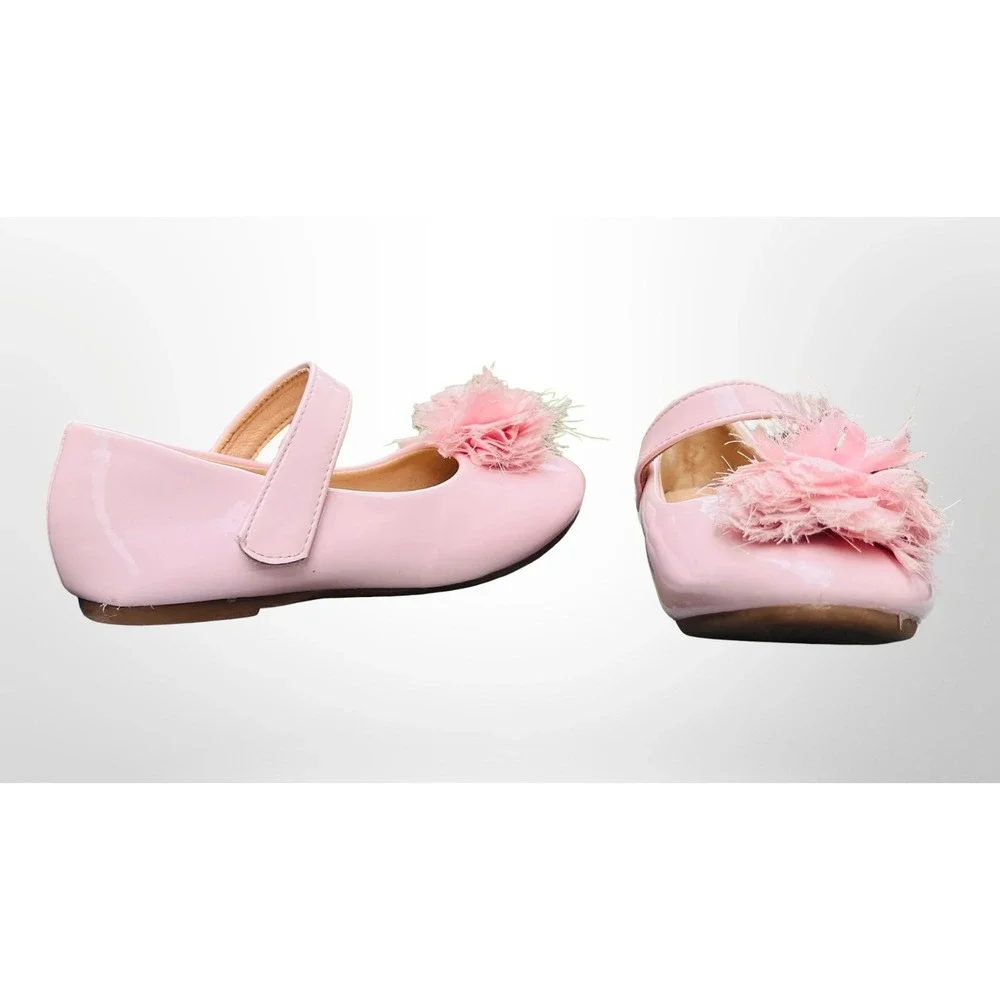 GUC ADAMUMU Toddler/Girl Mary Jane Ballet Flats Flower Embellishment Size 11